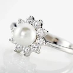 Bague Argent Blanc Cheri Perle De Culture Oxydes De Zirconium