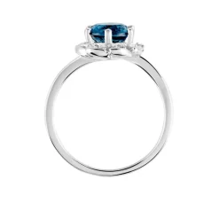 Bague Argent Blanc Clover Verre Oxydes De Zirconium