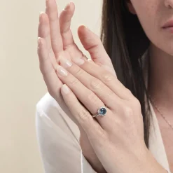 Bague Argent Blanc Clover Verre Oxydes De Zirconium