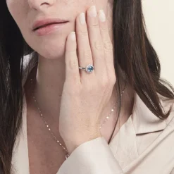 Bague Argent Blanc Clover Verre Oxydes De Zirconium