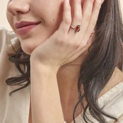 Bague Argent Blanc Leeloo Ambre