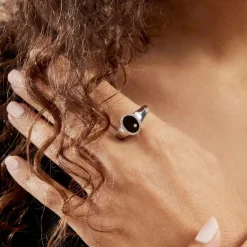 Bague Argent Blanc Lugus Email Et Oxyde De Zirconium