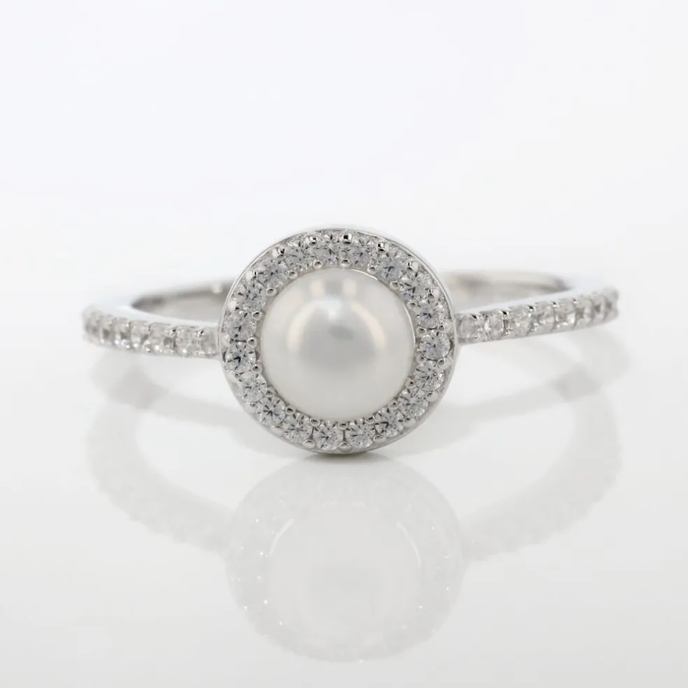 Bague Argent Blanc Suada Perle De Culture Oxyde De Zirconium