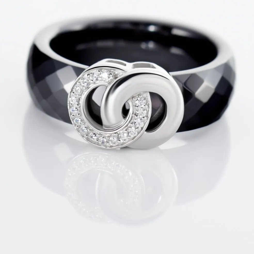 Bague Argent Blanc Valérie Oxyde De Zirconium Et Céramique