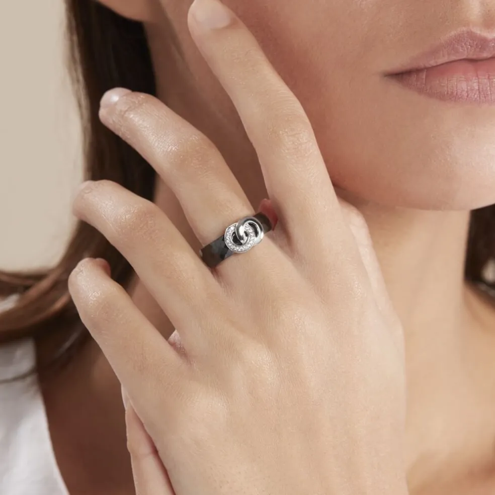 Bague Argent Blanc Valérie Oxyde De Zirconium Et Céramique