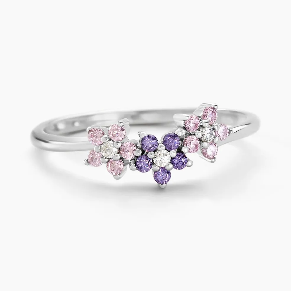 Bague Argent Purple Bloom Oxyde De Zirconium