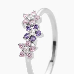 Bague Argent Purple Bloom Oxyde De Zirconium