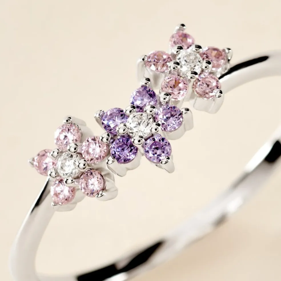 Bague Argent Purple Bloom Oxyde De Zirconium