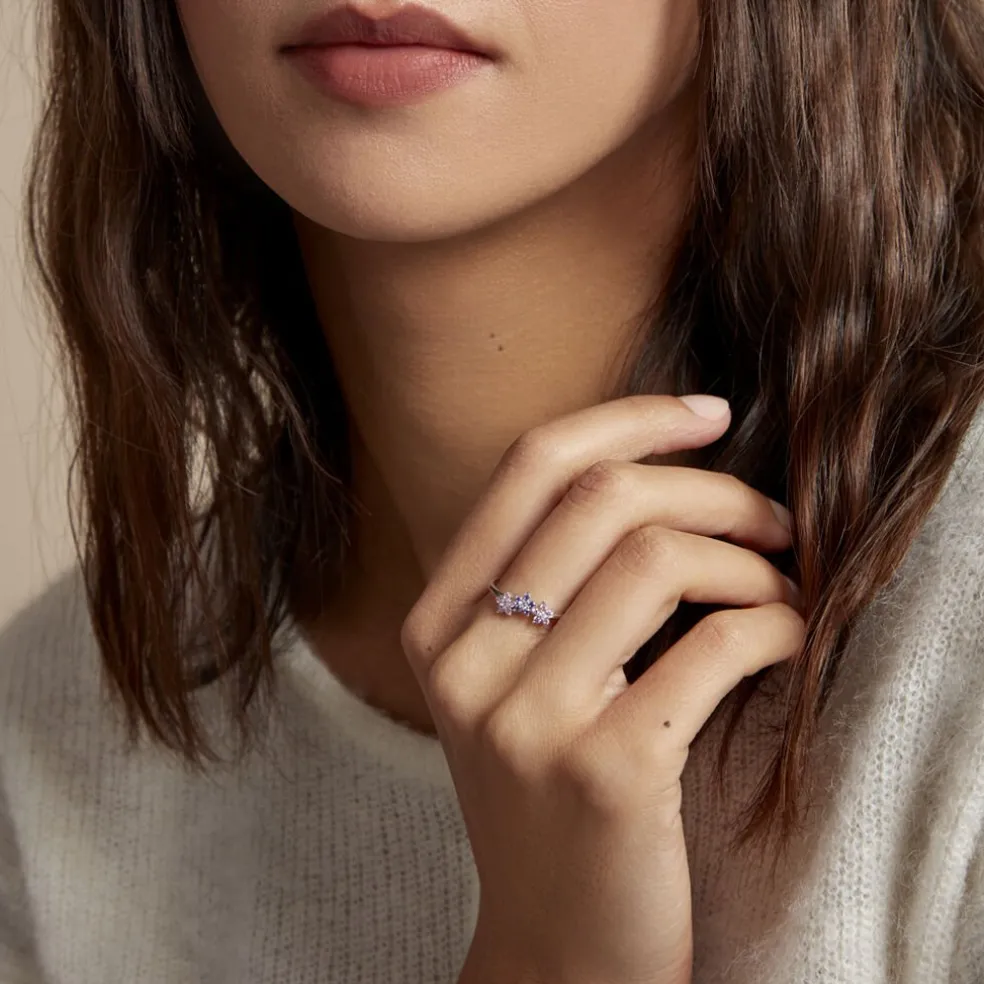 Bague Argent Purple Bloom Oxyde De Zirconium