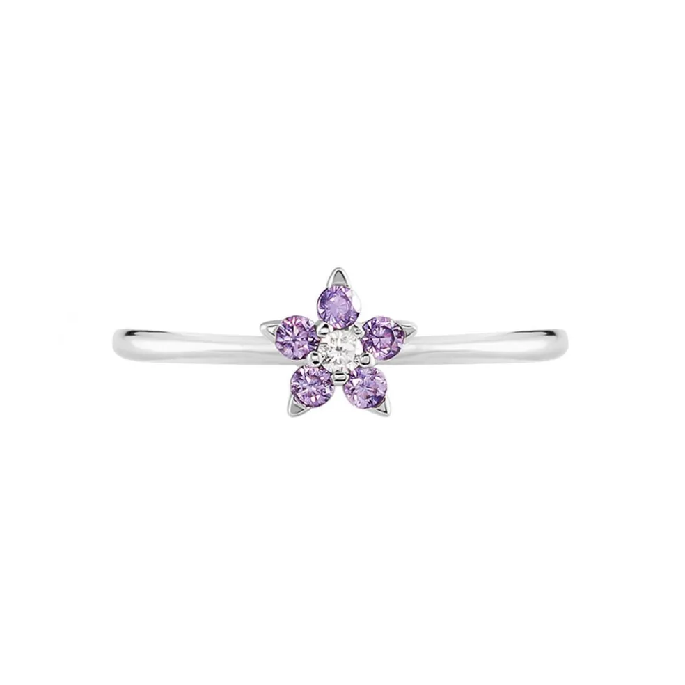 Bague Argent Purple Bloom Oxyde De Zirconium