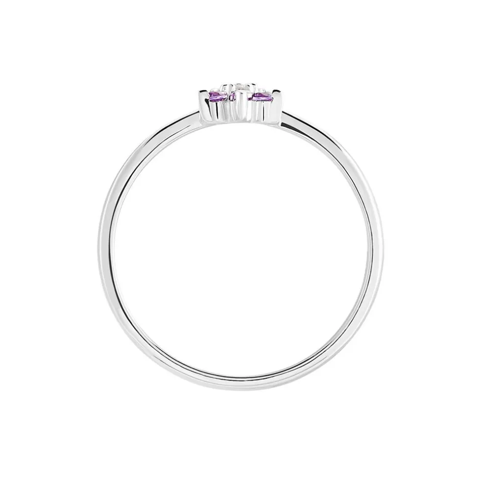 Bague Argent Purple Bloom Oxyde De Zirconium