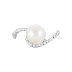 Bague Aricie Or Blanc Oxyde De Zirconium Et Perle De Culture