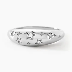 Bague Astre Precieux Argent Blanc Oxyde De Zirconium