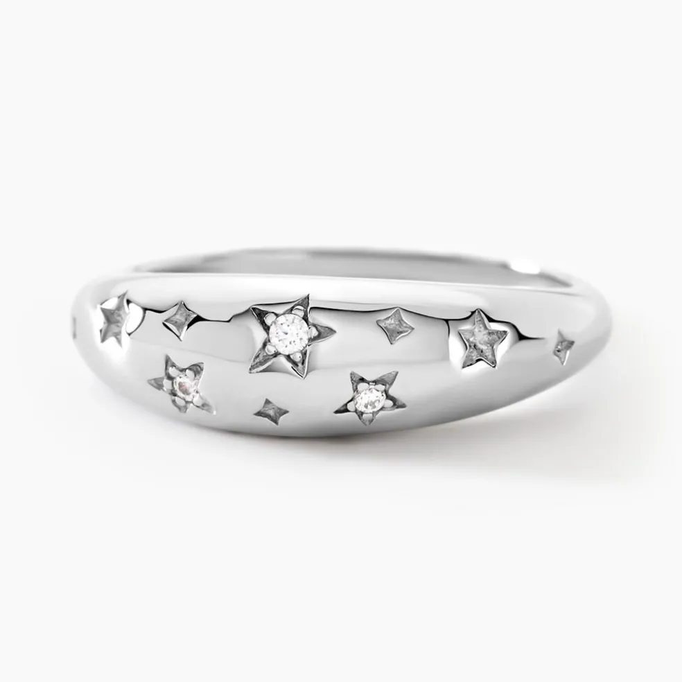 Bague Astre Precieux Argent Blanc Oxyde De Zirconium