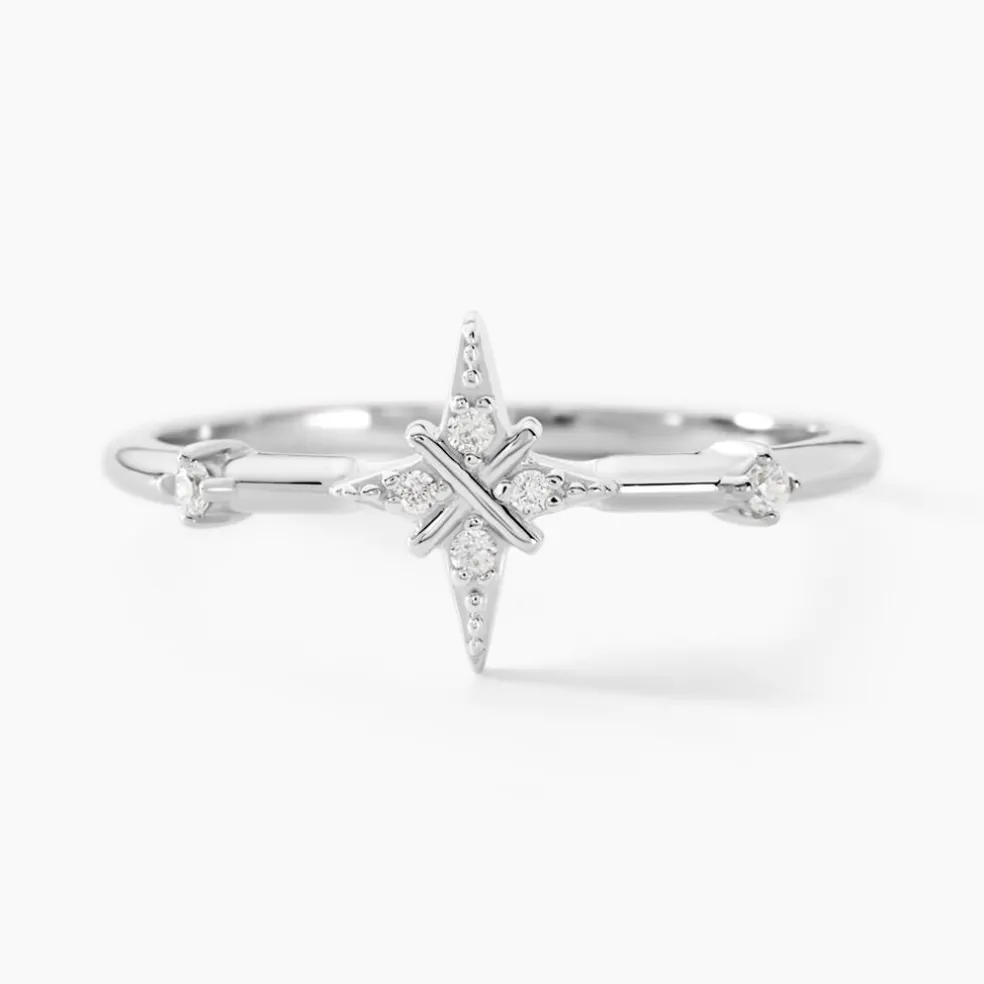 Bague Astre Precieux Argent Blanc Oxyde De Zirconium