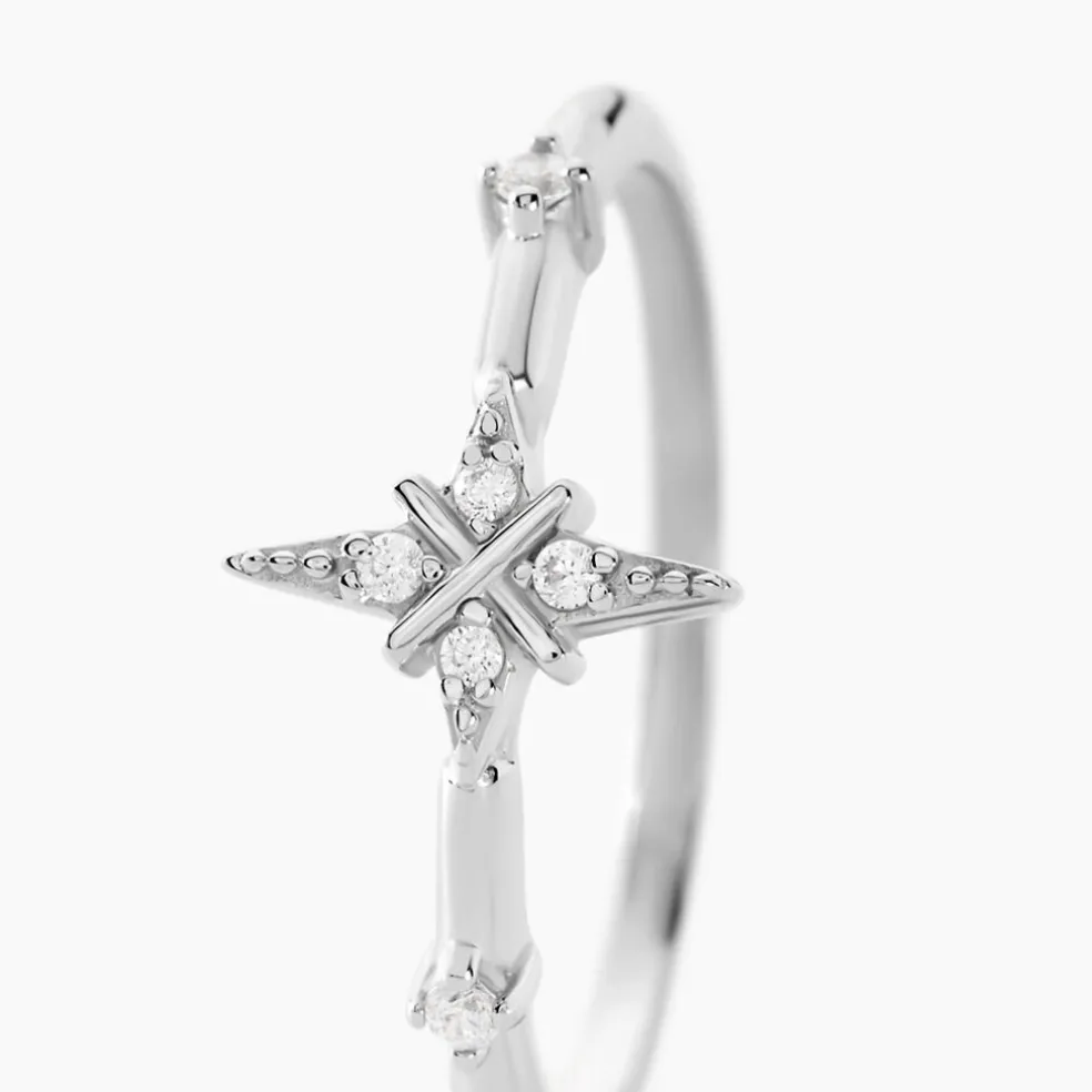 Bague Astre Precieux Argent Blanc Oxyde De Zirconium