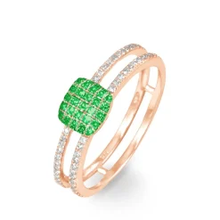 Bague Aude Or Rose Grenat Et Diamant