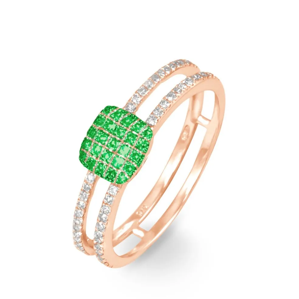 Bague Aude Or Rose Grenat Et Diamant