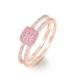 Bague Aude Or Rose Saphir Et Diamant