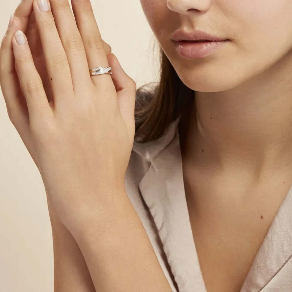 Bague Bandeau Or Jaune Oxyde De Zirconium