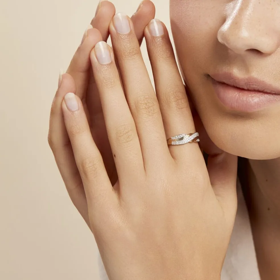 Bague Bandeau Or Jaune Oxyde De Zirconium