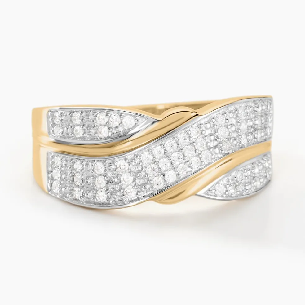Bague Bandeau Or Jaune Oxyde De Zirconium