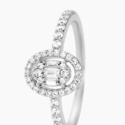 Bague Baroque Party Argent Blanc Oxyde De Zirconium