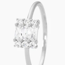 Bague Baroque Party Argent Blanc Oxyde De Zirconium