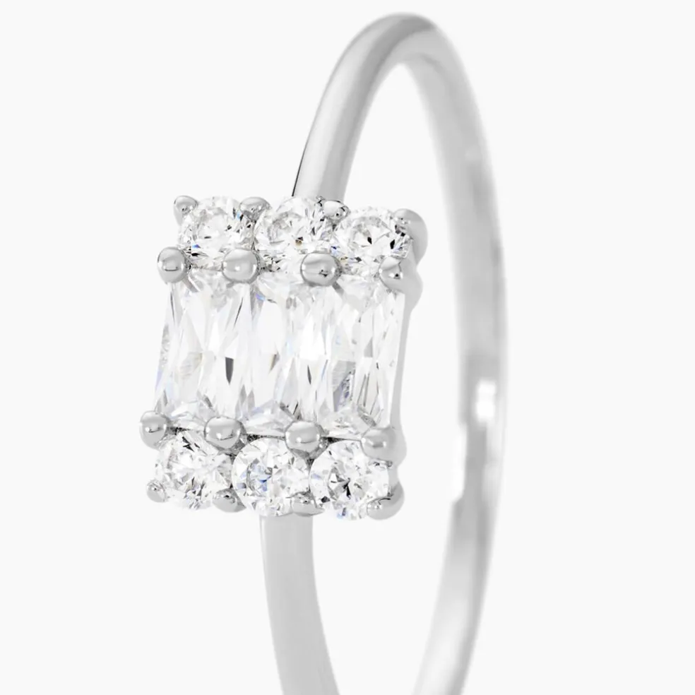 Bague Baroque Party Argent Blanc Oxyde De Zirconium