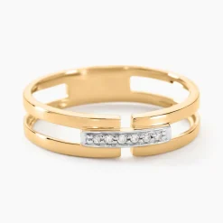 Bague Barrette Or Jaune Diamant