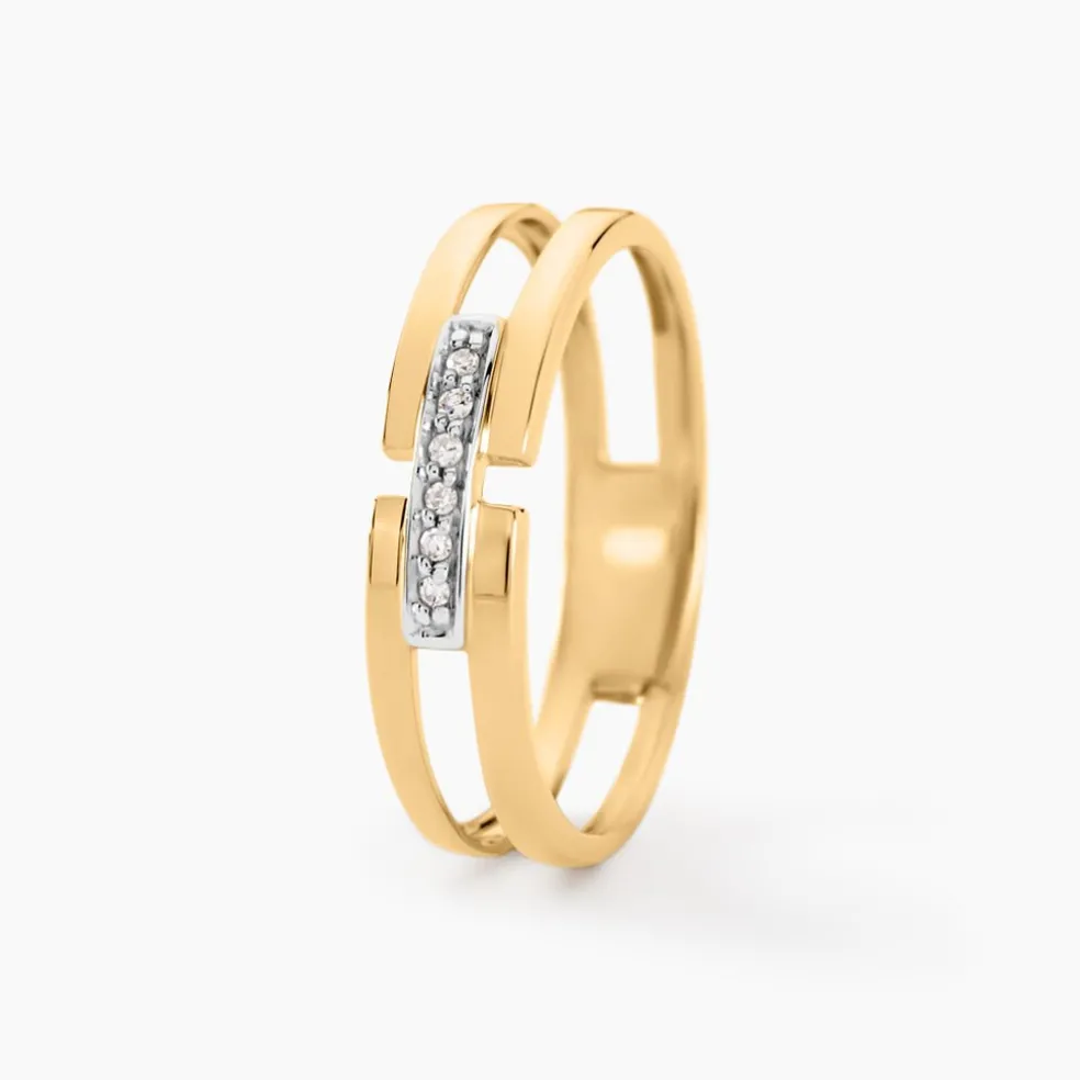 Bague Barrette Or Jaune Diamant