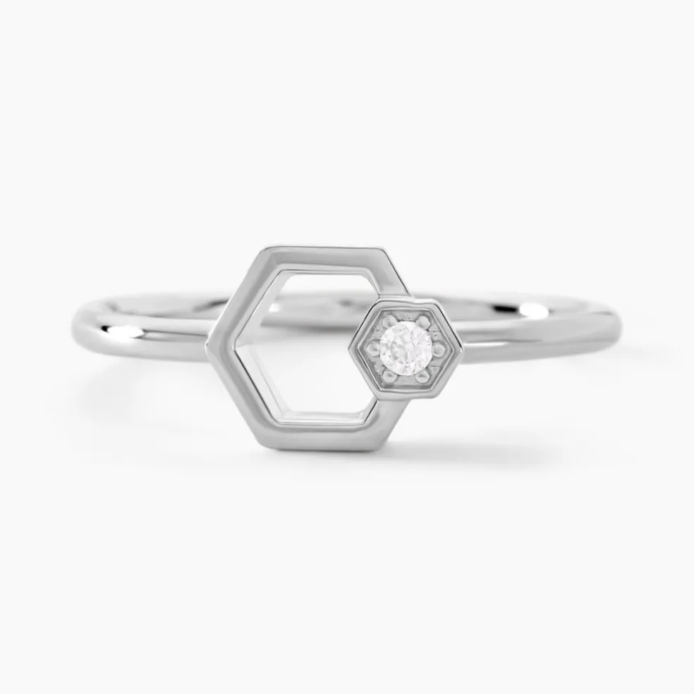 Bague Bee Good Argent Blanc Oxyde De Zirconium