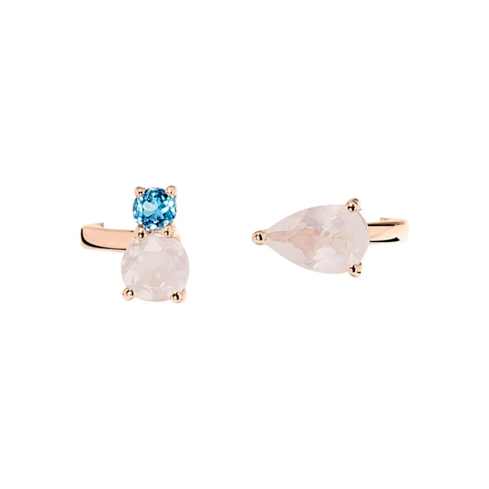 Bague Belen Or Rose Topaze Et Quartz