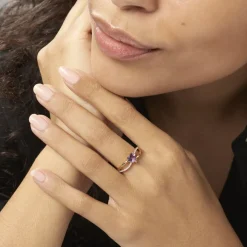 Bague Bertille Or Jaune Amethyste Et Oxyde De Zirconium