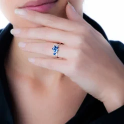 Bague Bouquet Or Blanc Saphir Et Diamant