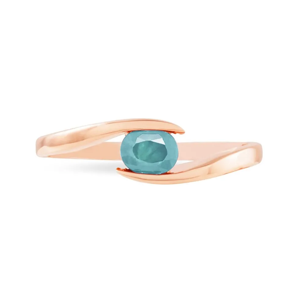 Bague Camilia Or Rose Aigue Marine