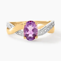 Bague Candice Or Jaune Amethyste