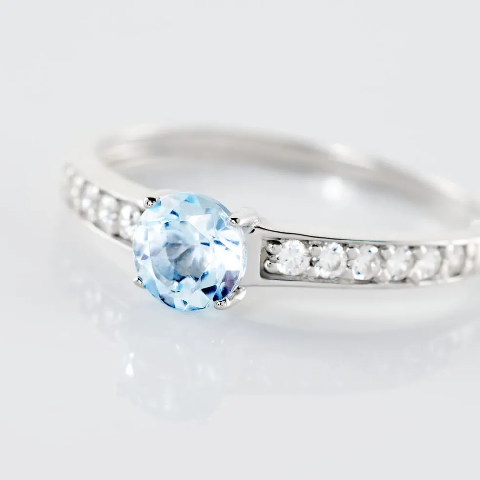 Bague Carrol Or Blanc Topaze Oxyde De Zirconium
