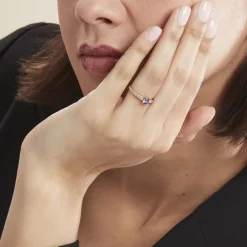 Bague Carrol Or Jaune Améthyste Oxyde De Zirconium
