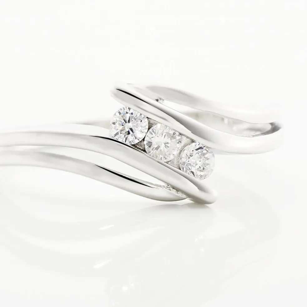 Bague Cascade Argent Blanc Oxyde De Zirconium