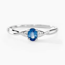 Bague Cassie Or Blanc Saphir Et Diamant