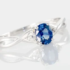 Bague Cassie Or Blanc Saphir Et Diamant