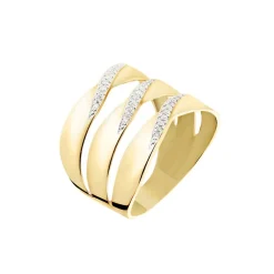 Bague Catharine 3 Rangs Or Jaune Diamant