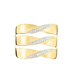 Bague Catharine 3 Rangs Or Jaune Diamant