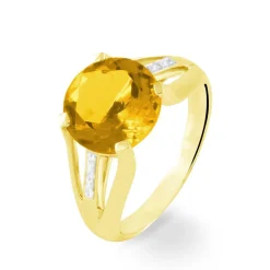 Bague Cecile Or Jaune Quartz Et Diamant