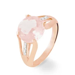 Bague Cecile Or Rose Quartz Et Diamant