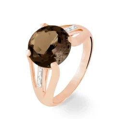 Bague Cecile Or Rose Quartz Et Diamant