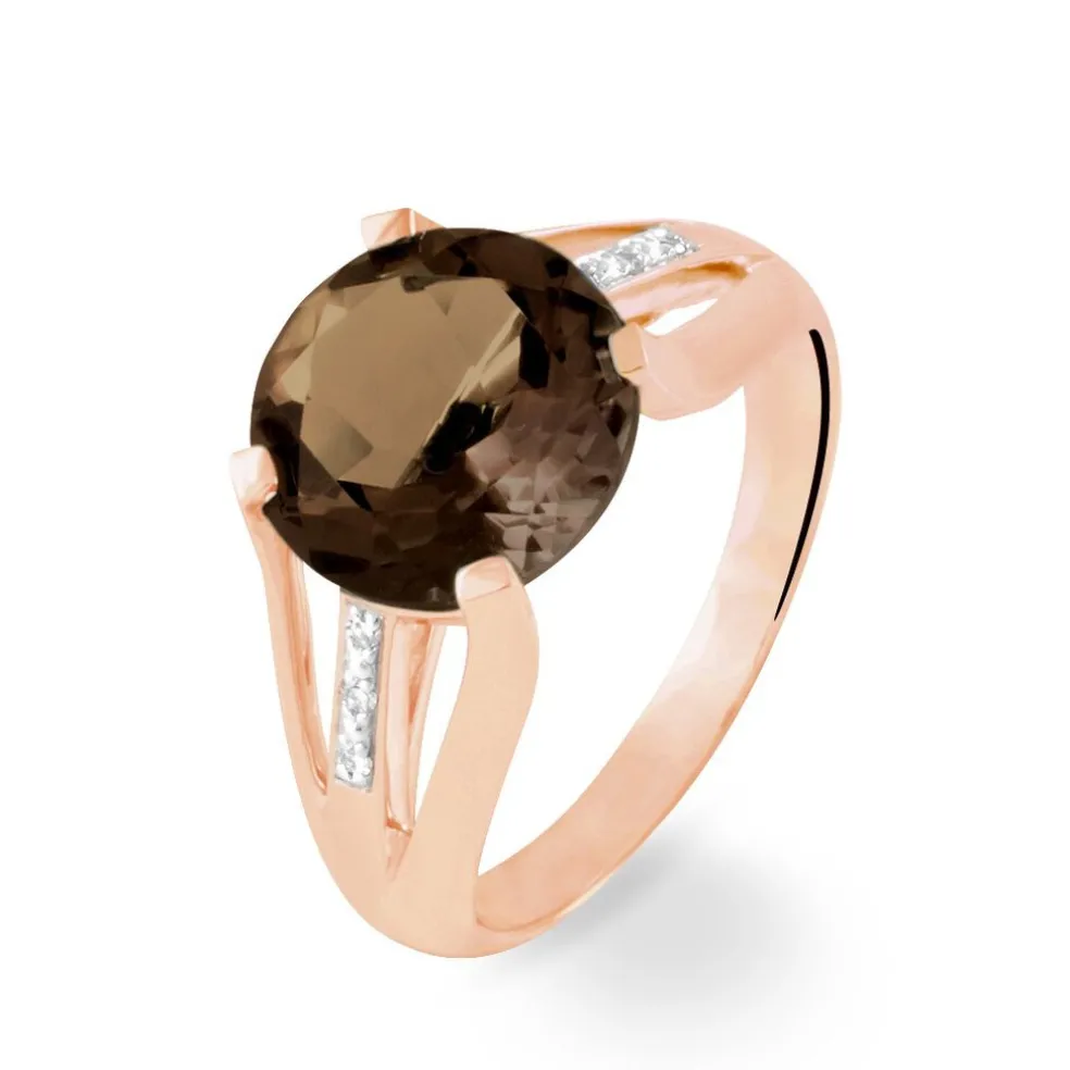 Bague Cecile Or Rose Quartz Et Diamant