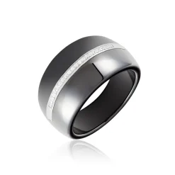 Bague Ceramik Design Argent Blanc Oxyde De Zirconium Et Céramique