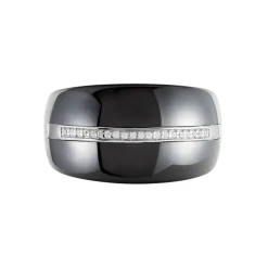 Bague Ceramik Design Argent Blanc Oxyde De Zirconium Et Céramique